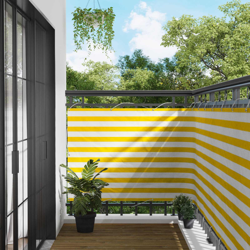 Vidaxl Balcony Screen Outdoor Privacy Screen Fence Patio Screen Oxford Fabric, 800cm W x 110cm D, Yellow/White