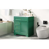 30" Bathroom Vanity With Sink, One Tip-Out Drawer, Three Drawers, Door Shelf, Soft Closing Door