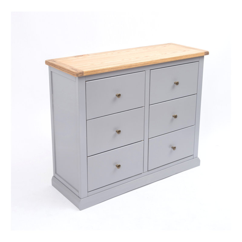 Millan 110cm W 6 - Drawer Chest of Drawers, Grey/Gold