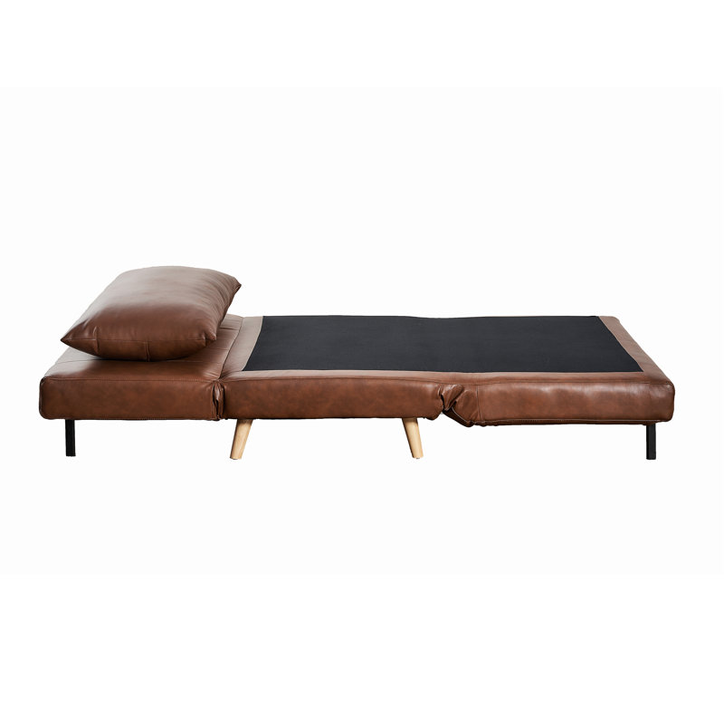 Convertible Tri-Fold Sleeper Chair with Pillow, Channel Stitching, and Hideaway Legs
