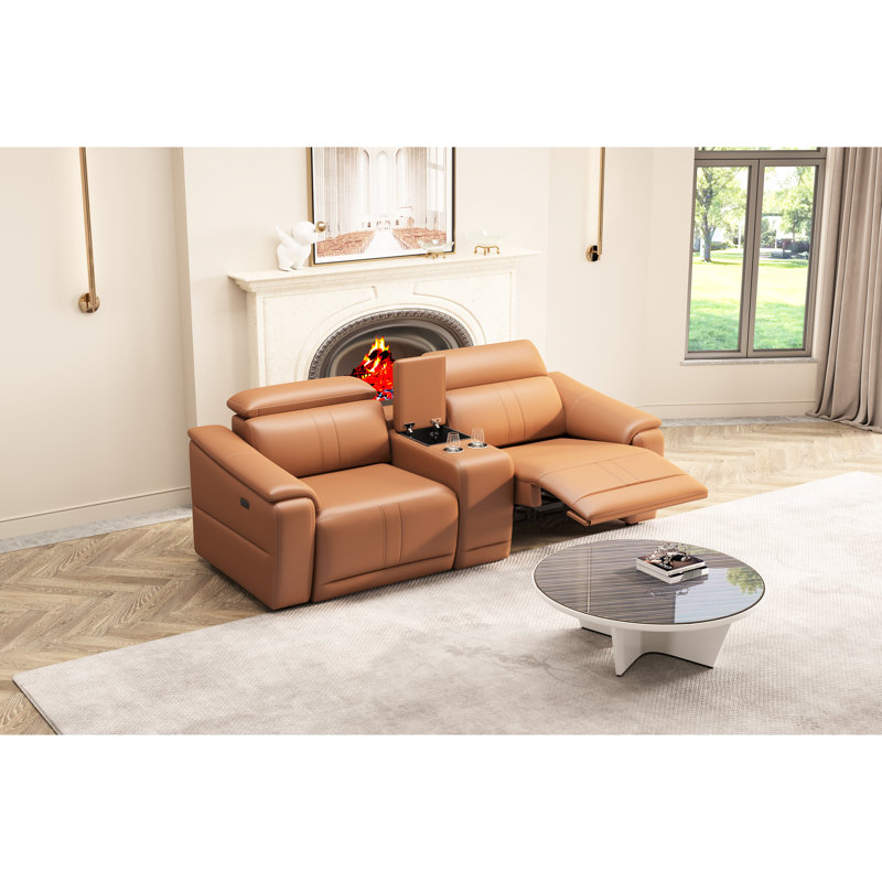 Fauteuil inclinable électrique avec fonction indépendante et angle de siège réglable de 105 à 175, revêtement en cuir respirant, rembourrage en mousse haute, structure en bois franc, coin salon spacieux, compartiments de rangement
