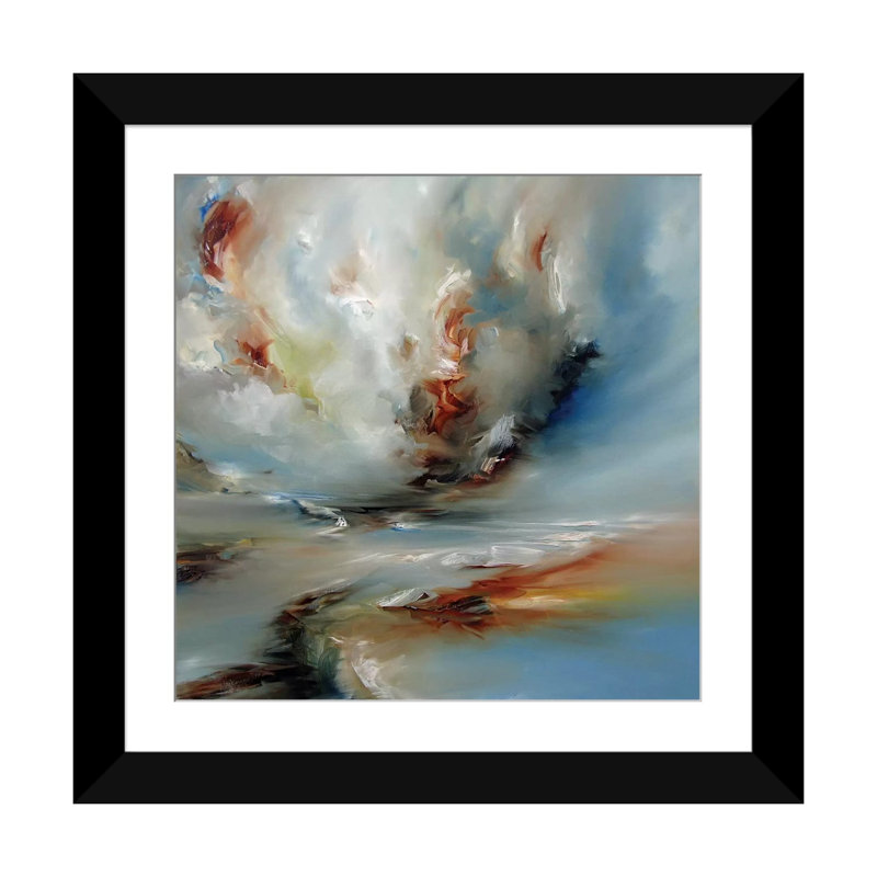 Peinture sur toile tendue, "light torsion", H 16 po x l 16 po x P 1 po, Papier d'art encadré noir, Blanc