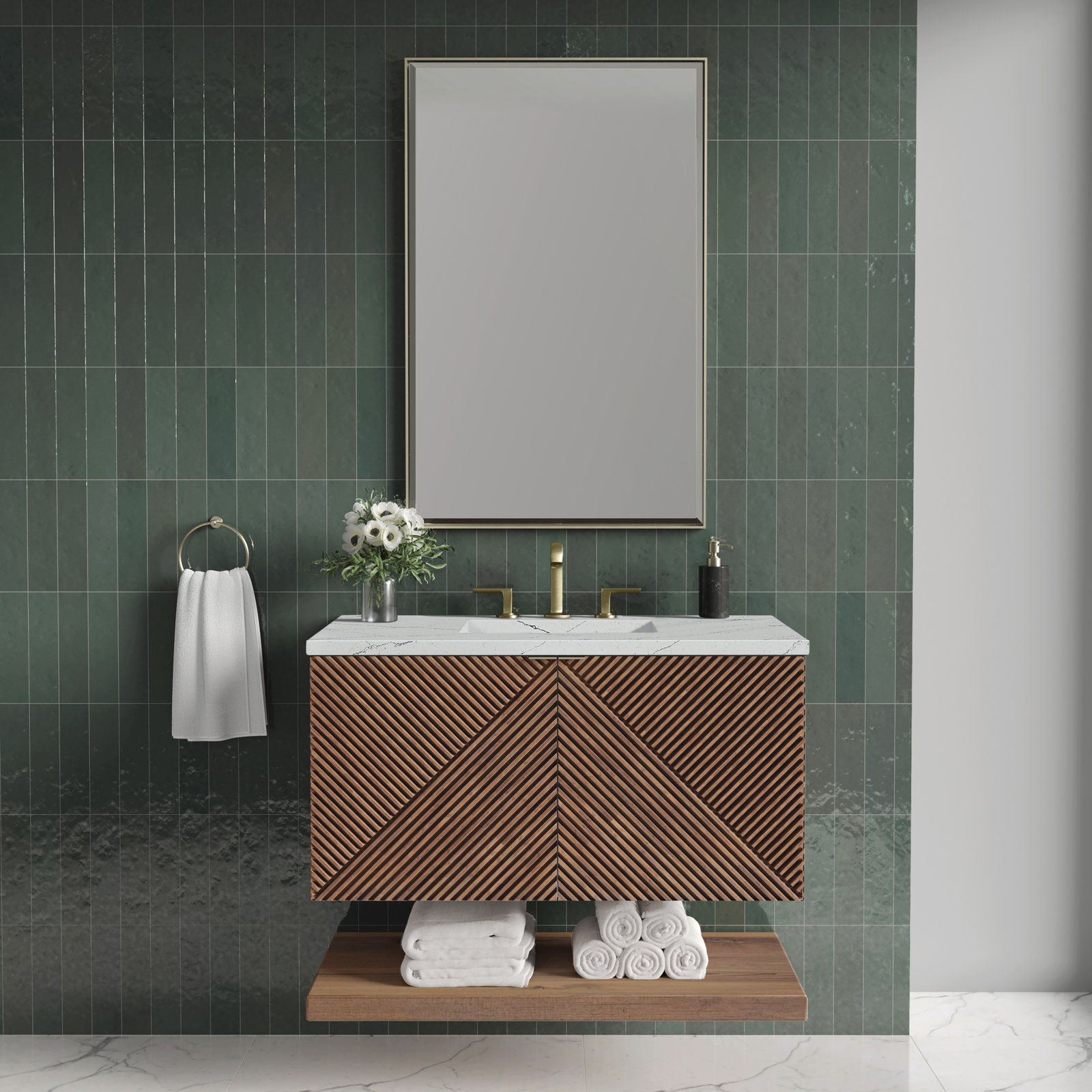 Marcello Single Bathroom Vanity, Ethereal Noctis, 8" Widespread, 36"
