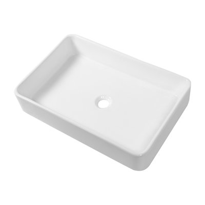 24"L x 14"W White Ceramic Rectangular Vessel Bathroom Sink