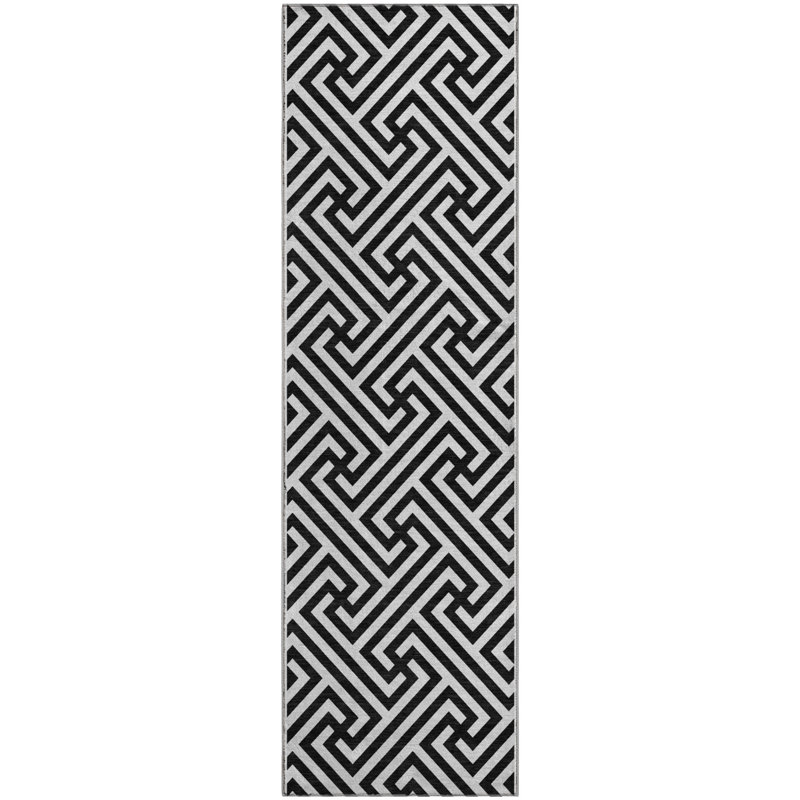 Premium Machine Washable Tweedy Black Rug, Runner 2'3" x 7'6"