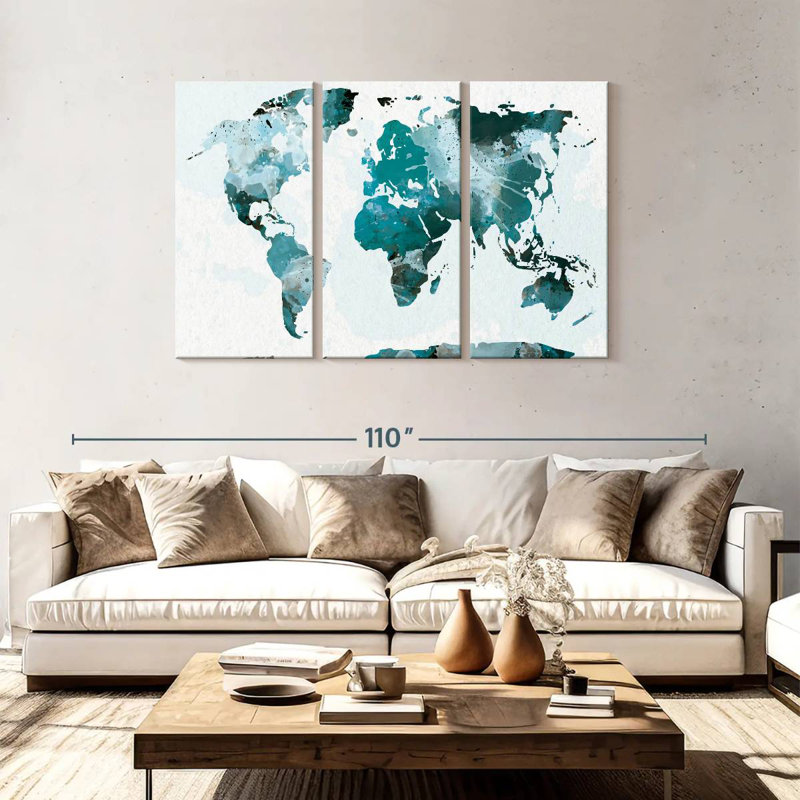 Carte du monde Aliaz, H 48 po x l 74 po