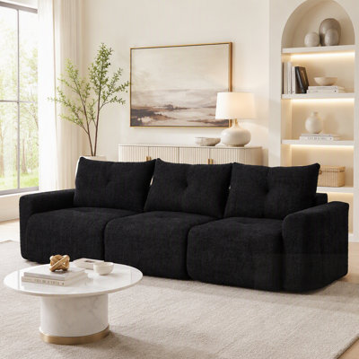 Canapé chenille pour salon, grand canapé 3 places avec accoudoirs épais et assise profonde, moelleuse et confortable pour différents espaces