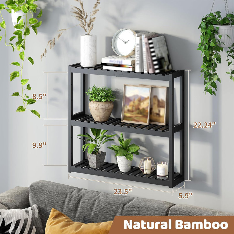 Support de rangement pour salle de bain en bambou (noir)