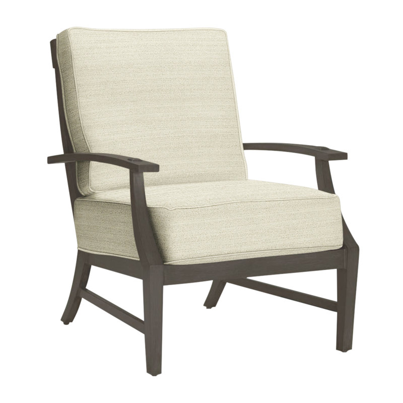 Croquet Patio Chair with Cushions, Slate Gray, Rollo Chambray InsideOut® Linen, Welt
