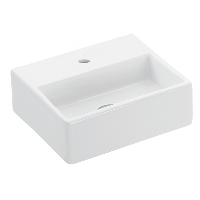 Quattro 13'' L Bathroom Sink, Glossy White, Single Hole Faucet