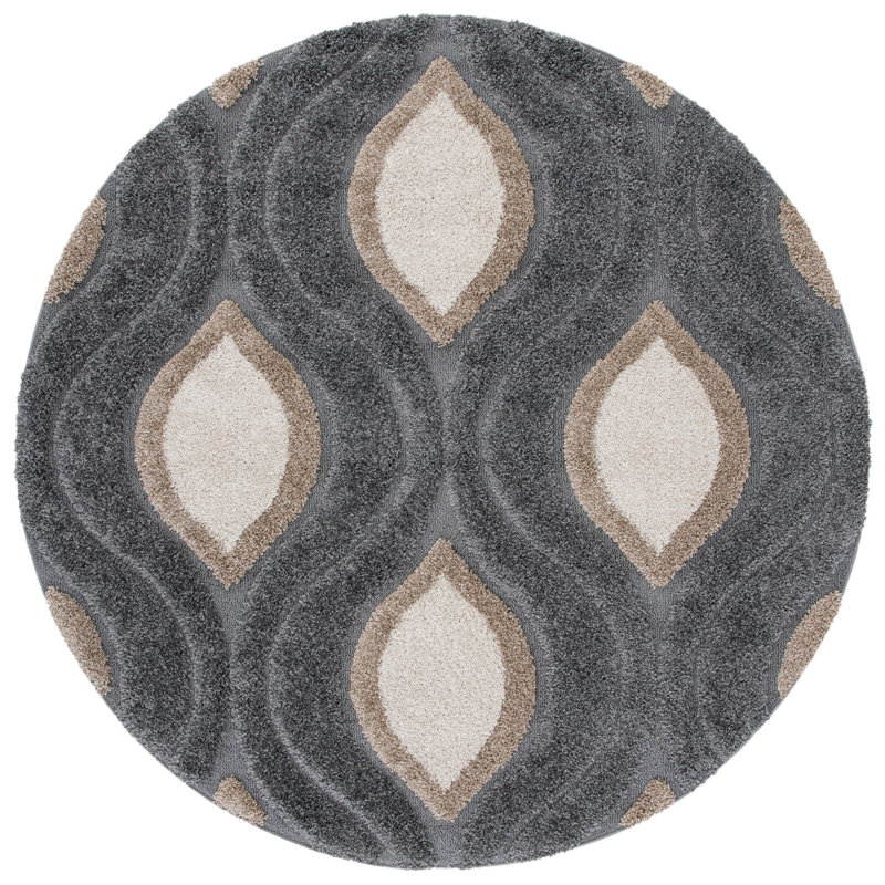 Altizer Shag Performance Geometric Rug, Round 6'7"