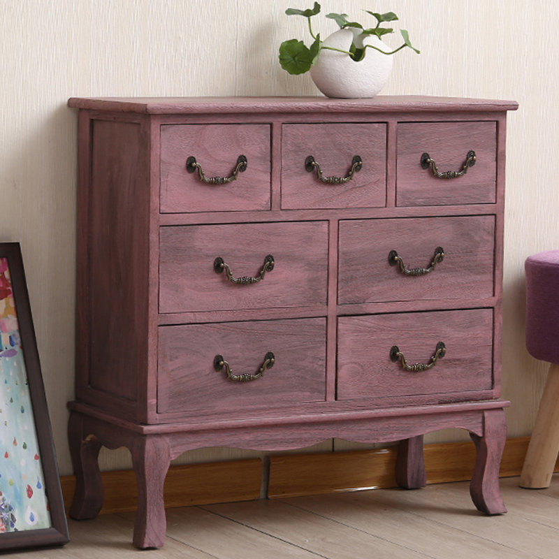 Buffet décoratif rose en bois massif, Rose