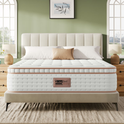 Bedstory 12"/14" 7-Layer Hybrid Mattress with Pocketed Coils & Dual-Zone Support - Cooling Gel Memory Foam,  CertiPUR-US/OEKO-TEX/C,No Fiberglass