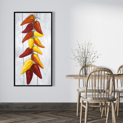 Rope Of Chili Peppers Print On Canvas