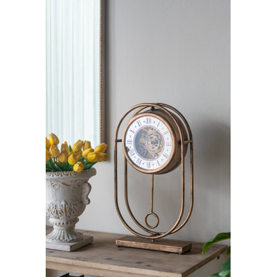 Analog Glass Mechanical Tabletop Clock in Gold