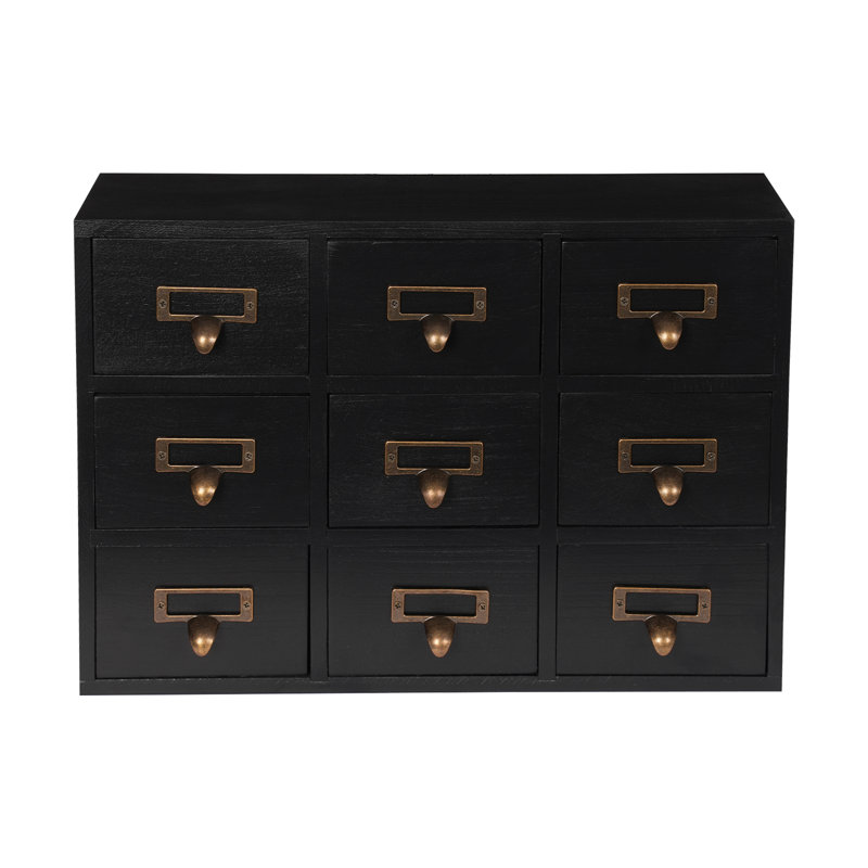 Shurma Wood Stackable Desk Organizer with Drawers, Black