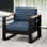 Fauteuil club moderne avec cadre en aluminium bleu, coussins d'eau, 26,74 po , 24,81, 27,85 lb bleu extérieur - cadre métallique, lattes, 31,64