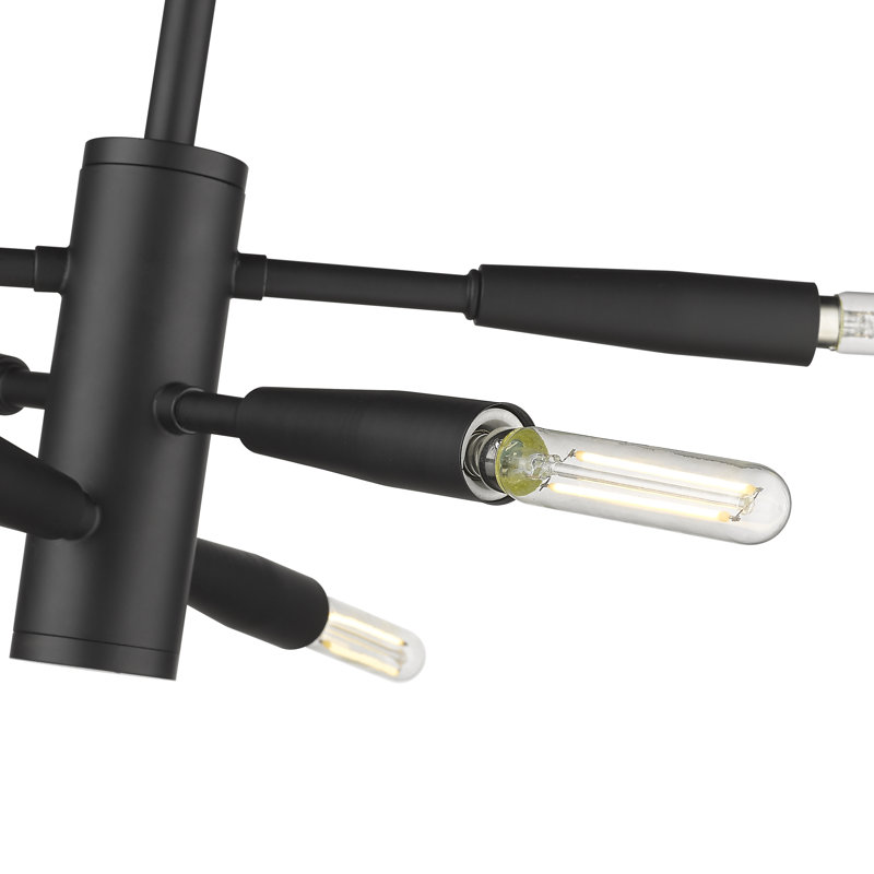 Stapleford 6 - Light Dimmable Sputnik Modern Linear Chandelier, Matte Black