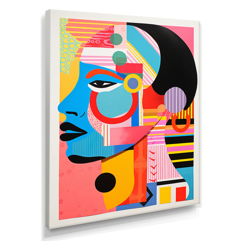 «Afro American Colorful Retro Collage I - Abstract Portraits», art mural, Toile tendue, H 44 po x l 34 po x P 1,5 po