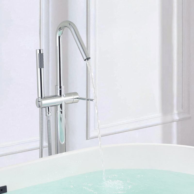 Floor Tub Filler with Diverter, Chrome Plated