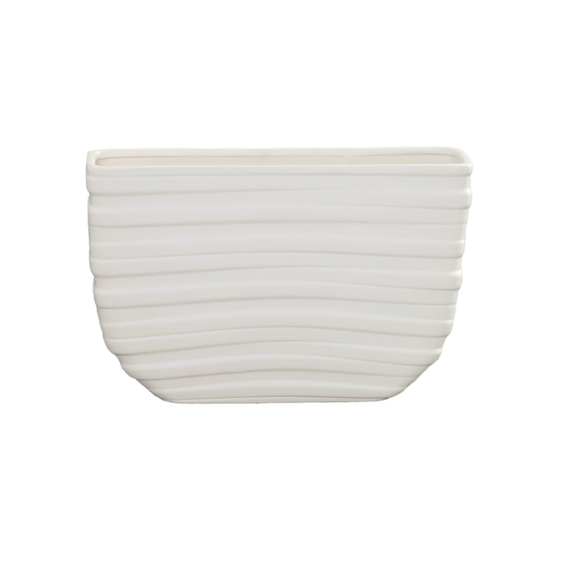 Ceramic Low Rectangle Pot Matte Finish White