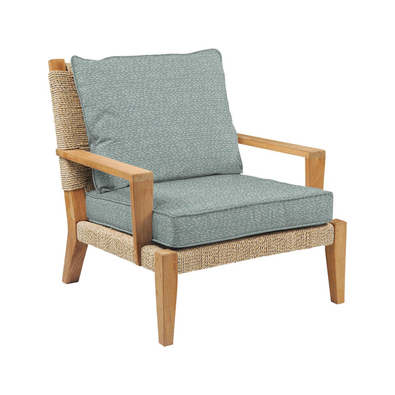 Hadley Outdoor Teak Armchair, Perigold Arigato Patina, Hadley Natural Rope