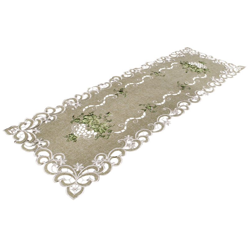 Callicoat Antique Green Leaf Green Rectangular Runner, 70" x 16"