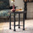 Retro Black Solid Wood Round Coffee Table Sets