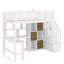 Lit surélevé simple en bois avec bureau intégré, éclairage à DEL, tablettes de rangement, armoires-592811944