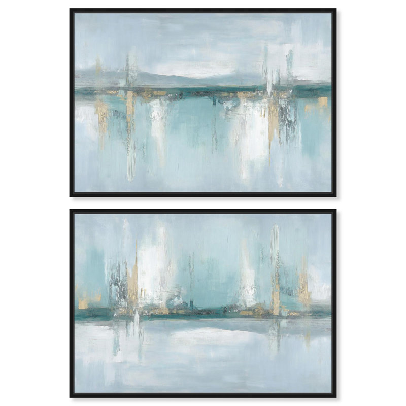 Toile «Coastal Abstracts» par Art Remedy, H 11 po x l 16 po, Cadre flottant noir