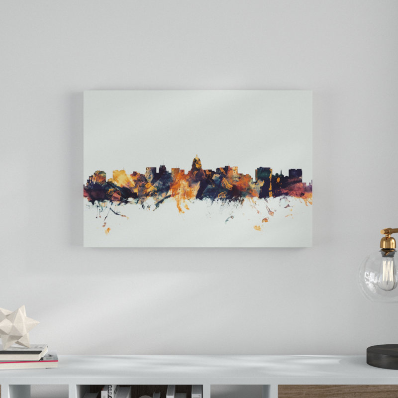 'Madison Wisconsin Skyline' Graphic Art Print on Canvas, 16" H x 24" W x 2" D