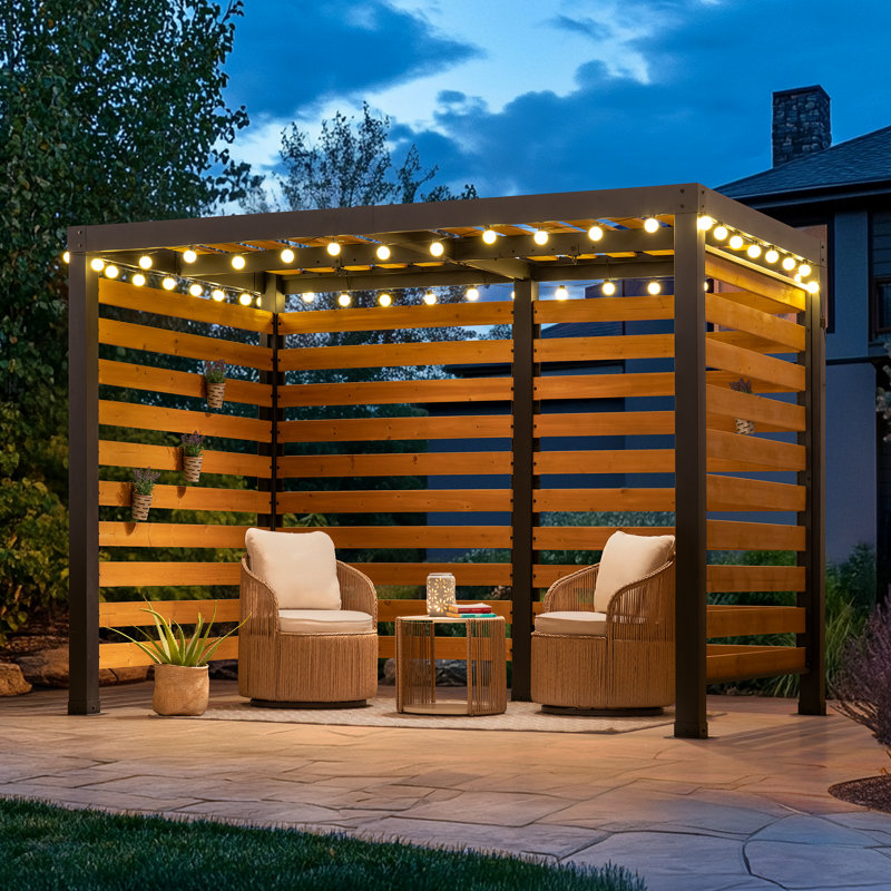 Sunjoy steel pergola MARAO - 191cm x 313cm, black/brown