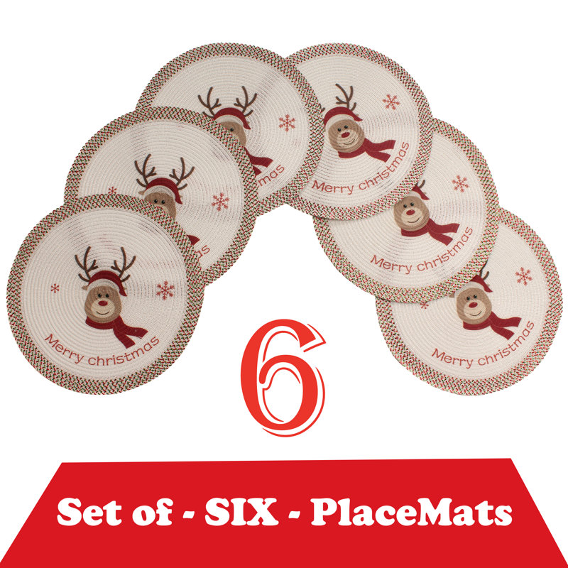 Ensemble de 6 napperons de table de Noël et de cuisine antidérapants Christmas