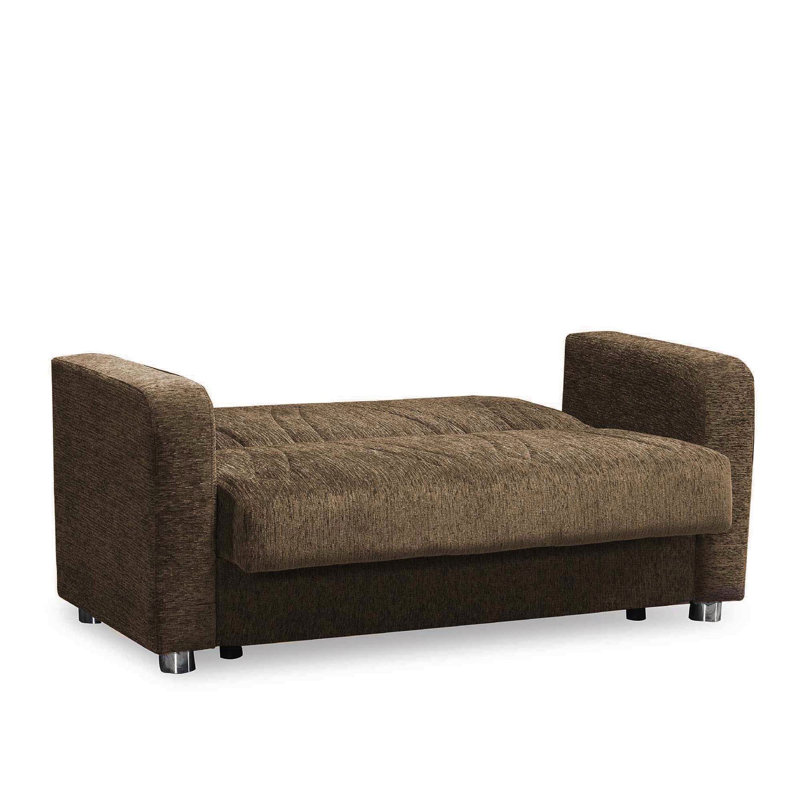 Causeuse convertible rembourrée avec rangement, causeuse en chenille, Brun