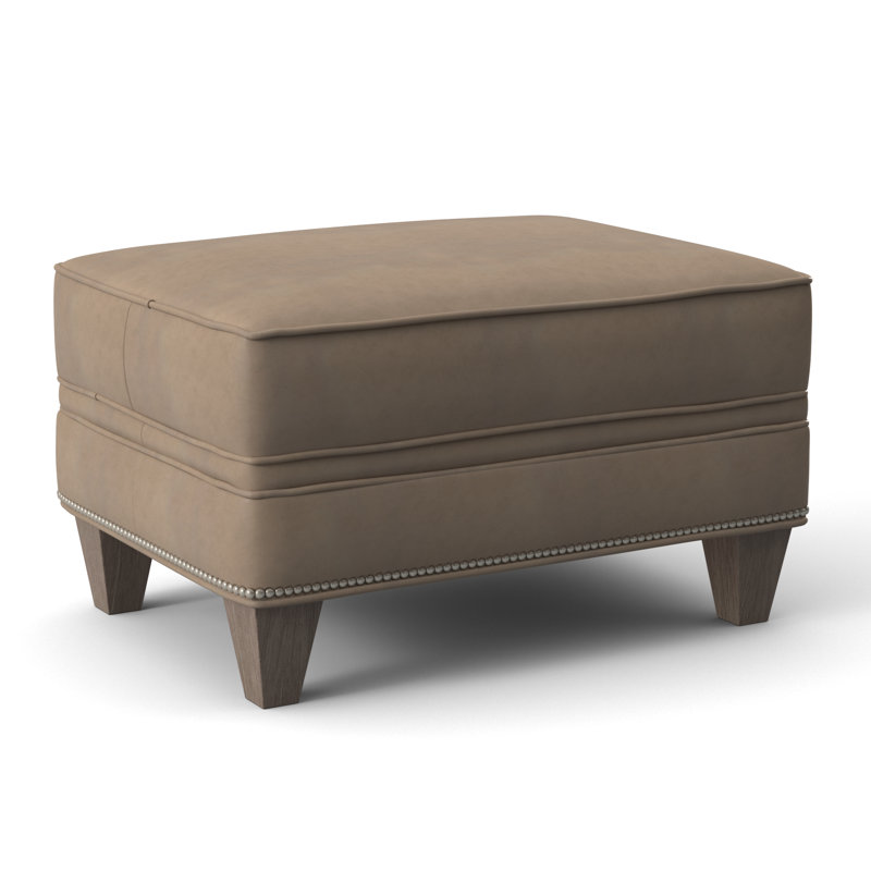 Taraval Ottoman, Rio Mineral Genuine Leather, Stone, Pewter