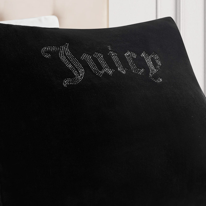 Juicy Couture Rhinestone Wedge Pillow, Black