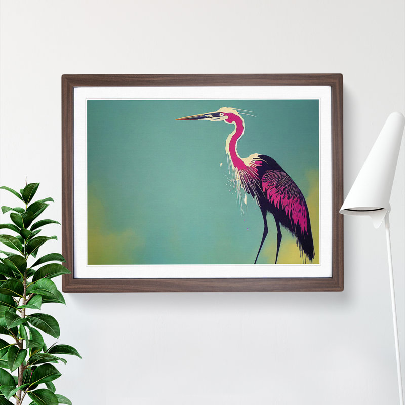 Heron Bird Splash Vol.1 Abstract - Single Picture Frame Print, 46cm H x 64cm W x 2cm D, Walnut