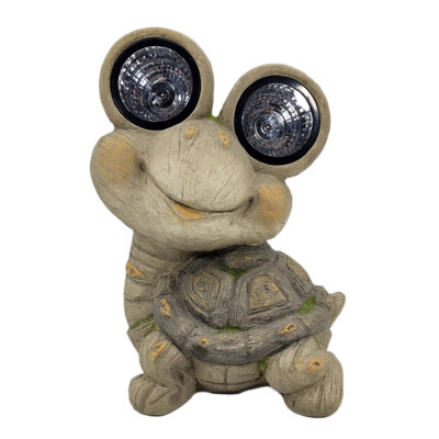 Swallow 15.75" Mossy Turtle Garden Statue Solar Eyes
