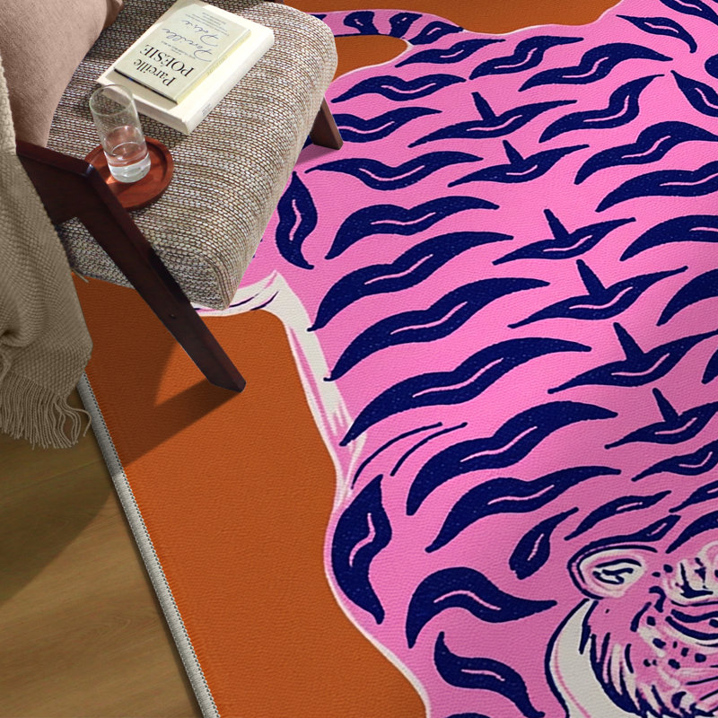 Tapis orange / rose à motif antidérapant Kai Sunset Jungle, Tapis de couloir 2 pi x 6 pi