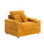 Canapé simple en velours côtelé avec un coussin, deux coussins décoratifs, un repose-pieds et deux espaces de rangement-184148099
