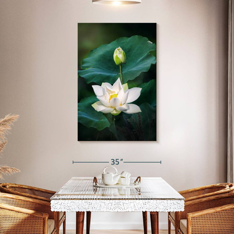 Harnek Budding White Lotuses, 48" H x 32" W