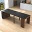Table de salle à manger extensible en noyer 14 places avec rangement, finition noire, design multifonctionnel moderne