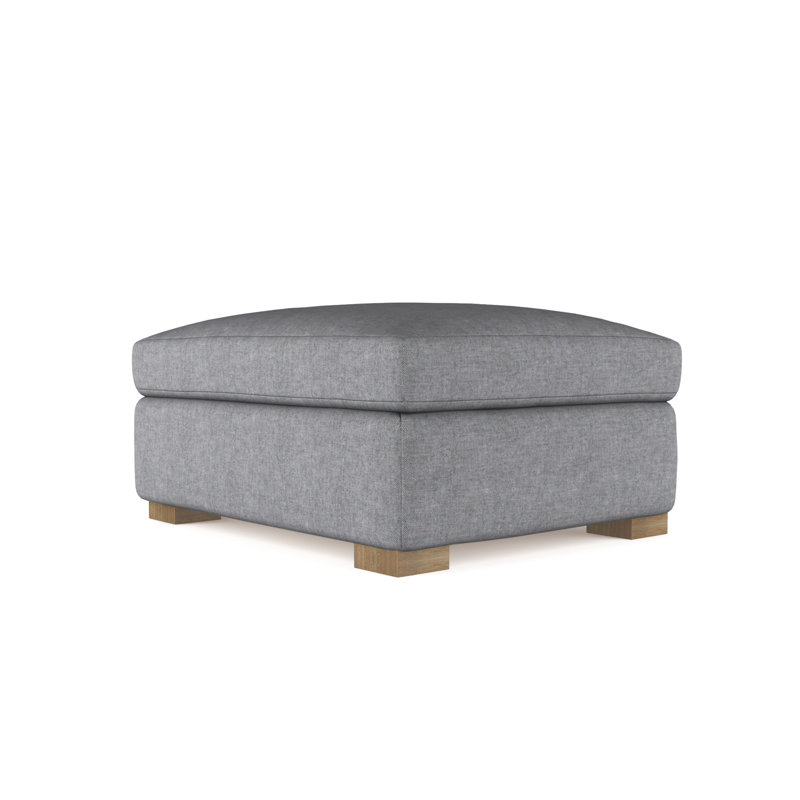 Horatio Upholstered Ottoman, Plush Velvet Pumice, Weathered