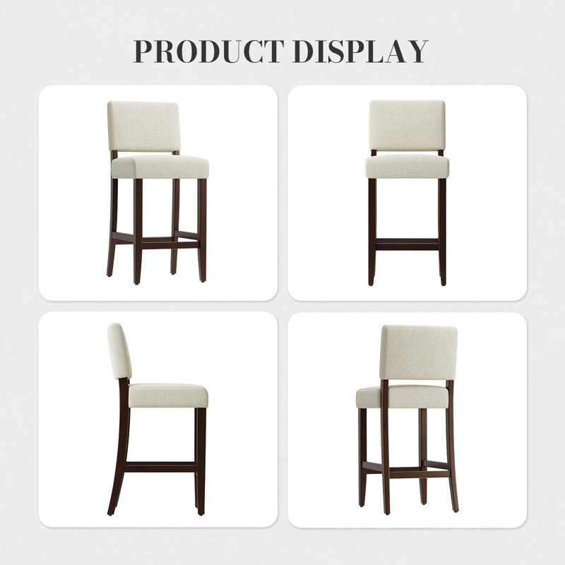 Chorro Upholstered Bar Stool with Solid Wood Frame, Brown