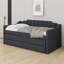 Lit de jour simple rembourré avec lit gigogne et trois tiroirs, canapé-lit, base de lit en bois avec accoudoirs inclinés, aucun sommier nécessaire-1404797764