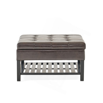Storage Ottoman Coffee Table,Square Ottoman With Storage And Bottom Rack, Tufted Upholstered Ottomans Coffee Table For Living Room（ONLY ONE OTTOMAN)