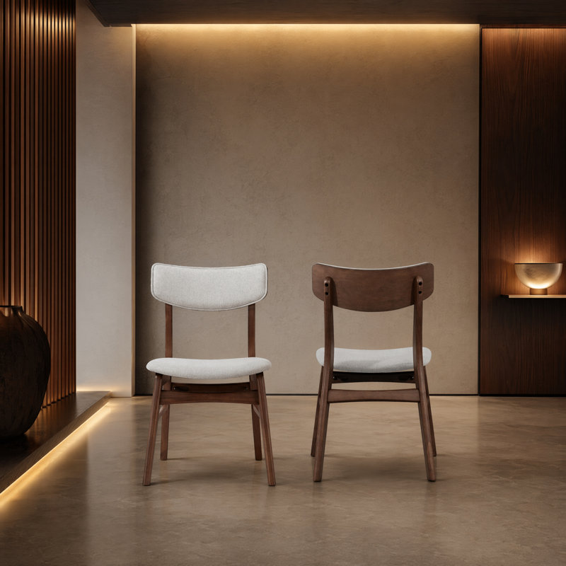Upholstered Solid Wood Dining Chair, Walnut