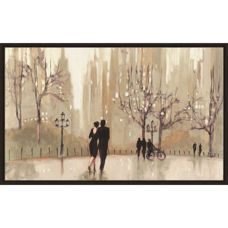 «An Evening Out Neutral», reproduction sur toile, H 31,5 po x l 51,5 po x P 2 po, Cadre flottant espresso