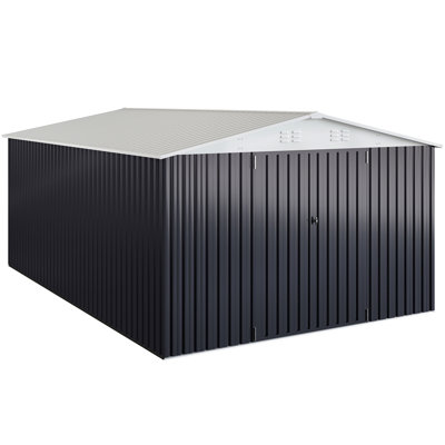 10 ft.W x 14 ft.D Metal Storage Shed with Updated Frame Structure and Lockable Doors