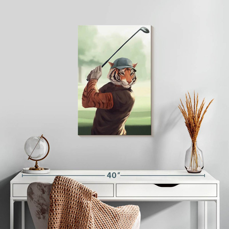Ketti Tiger jouant au golf, H 24 po x l 16 po